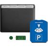 easymoves Kit Portadocumenti Auto e Moto con Scomparti + Disco Orario Multifunzione - Organizer Documenti con Raschietto Ghiaccio, Gettone Carrello e Misuratore Battistrada | Accessori Auto (Nero)