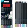 Faber-Castell Black Edition - Matite colorate metallizzate, 12 pezzi, legno nero e nucleo super morbido, matite colorate metallizzate, matite colorate per bambini, principianti e artisti