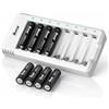 BONAI Caricabatterie Pile Ricaricabili con 8 Pezzi Pile AA 2800mAh, Carica Batterie 8 Slot Indipendenti con Indicatori LED, Set di Ricarica Intelligente USB per Dispositivi ad Alto Consumo