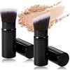CIATBYYJ 2 pennelli da trucco retrattili, Kabuki da viaggio, pennello per fondotinta portatile, per blush, protezione solare, bronzer, lucidatura, correttore, evidenziatore (piatto)