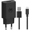 MOTOROLA CARICABATTERIE ORIGINALE USB MC-202 TURBO POWER 20W + CAVO TYPE C BLACK BULK PER SMARTPHONE