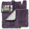 Clara Clark Tappeti da bagno ultra morbidi, tappeti da bagno a pelo lungo, tappetini da bagno per il bagno, lavabili in lavatrice, retro in gomma antiscivolo, set di 3 pezzi, viola