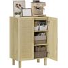 HOMCOM Mobile da soggiorno con 2 ante a griglia in rattan e ripiani regolabili Credenza da soggiorno per ufficio Studio Camera da letto Stile nordico Antipolvere 73x41x102 cm Naturale