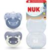 NUK First Choice Classic Night - Ciucci ortodontici che si illuminano al buio, accettazione del 95% del bambino, 6-18 mesi, blu, 2 pezzi