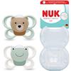 NUK Perfect Match Air - Ciuccio ortodontico per bambini, 0-6 mesi, favorisce il flusso d'aria e previene l'eruzione cutanea, accettazione del 95% del bambino, orso e rana, 2 pezzi