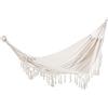 Outsunny Amaca da Giardino Sospesa in Tela con Frange Stile Boho, 288x150 cm, Capacità 120 kg, Crema