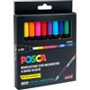 Uni Mitsubishi Marcatore Uni Posca PC1M - punta extra fine 0.7 mm - colori assortiti - Uni Mitsubishi - conf. 10 pz - G00601