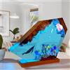 Drawelry Luce Notte Resina Epossidica Paesaggio Sottomarino 3D Artigianale, Decorazion Casa Base Legno, Mini Acquario Marino con Animali Marini Lampada per Cameretta Soggiorno Ufficio (A4)