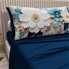 PETTI Artigiani Italiani - Lenzuola in Cotone con Federe in Stampa Digitale, Lenzuola Matrimoniali, Completo Letto Matrimoniale, Floreale 19 Blu Notte, 100% Made in Italy
