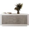 Web Convenienza Madia con 2 Ante e 3 Cassetti Made in Italy - Credenza Contenitore Collezione Sky per Soggiorno Cucina Ingresso Sala da Pranzo Mobile Design Moderno - Bianco Laccato Opaco/Cemento