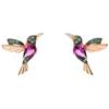 Einzelstück® Kolibri Orecchini in argento sterling 925 con design a uccello, oro 14 carati e oro rosa, realizzati a mano con zirconi verdi e rosa, gioielli anallergici, Argento sterling