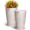 VEVOR Fioriere Alte per Esterni da 330 x 330 x 530 mm Fioriere Rotonde Grandi per Portico Anteriore e Patio, Set di 2, Fioriera Conica Rotonda, Vasi per Piante di Fiori e Alberi con Finitura in Pietra