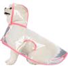 KASESSS Rosa Trasparente Impermeabili Cani Taglia Piccola, Eva Mantellina Pioggia Cane Con Cappuccio, Mantella Antipioggia Cane Con Cintura Regolabile Per La Pancia E Foro Per Guinzaglio XXL
