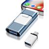 Suoxiom Chiavetta USB 128GB, 4 in 1 Memoria Esterna per i-Phone/i-Pad/Android/PC，Nessuna App Richiesta, Pen Drive USB C Flash Drive mit Plug-and-Play Per Foto E Video,Blu(128GB)