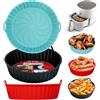 Alyvisun Teglie per Friggitrice ad Aria, 3 Pezzi Teglia Silicone per Air Fryer Contenitori Cestello Riutilizzabile Rotondo Tappetino Stampi Per Airfryer, Microonde, Forno (Rosso+Nero+Blu)