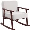 HOMCOM Poltrona a Dondolo in Tessuto Effetto Lino e Legno con Braccioli e Cuscini, 66x78x76 cm, Beige e Marrone|Aosom