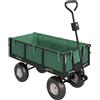 Outsunny Carrello da Giardino in Acciaio da 114L con Sacca Portaoggetti e Pareti Rimovibili, 105x51x54 cm, Verde | Aosom Italy