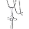 FaithHeart Collana con Croce da Uomo, Ciondolo Croce Cristiana, Acciaio Chirurgico Inossidabile 316L, Impermeabile, Tre colori, Catena 55+5cm, Regali Comunione Maschio