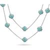 Bling Jewelry Aqua Blue Fiore Lungo Argento Placcato Perlato Stazione Smalto Catena Avvolgere Strato Collana Trifoglio Per Le Donne 40 Pollici