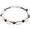 KUZZOI Buddha - Bracciale da uomo e donna in argento Sterling 925 massiccio, con perle di vetro in madreperla naturale, stile spiaggia, lunghezza 19 cm, 0211762923
