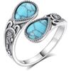 EUDORA Harmony Ball Anelli da Abbraccio in Argento Sterling 925 per Donna Uomo, Anello con Cucchiaio in Pietra di Luna Turchese Anelli con Frangetta Aperta a Forma di Luna Crescente Gioielli Regalo