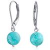 Bling Jewelry Orecchini A Sfera Stabilizzati Con Perlina Tonda Semplice In Turchese Per Donna .925 Argento 925 Pietra Di Nascita Di Dicembre