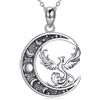 YONFQE Phoenix Collana in argento Sterling 925 con ciondolo a forma di luna fenice, regalo per donne