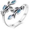 EUDORA Harmony Ball Anelli da Abbraccio in Argento Sterling 925 per Donna Uomo, Anello con Cucchiaio in Pietra di Luna Turchese Anelli con Frangetta Aperta a Forma di Luna Crescente Gioielli Regalo