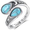 EUDORA Harmony Ball Anello a Cucchiaio di Loto in Argento Sterling 925 per Donna, Anello Regolabile Yin Yang con Sole e Luna Turchese, Anelli Aperti Boho Gioielli Spirituali Floreali antichi regalo