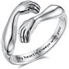 EUDORA Harmony Ball Anelli Abbraccio per Donna Uomo Argento Sterling S925, Mani che abbracciano Regolabili Anello Aperto Sempre con Te Coppie Anelli Anelli Promessa Gioielli Regali per Papà Mamma