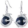 Bling Jewelry Orecchini A Forma Di Sfera Rotonda Con Pendenti A Forma Di Drago Cinese Asiatico Avvolti In Cristallo Metallico Celeste Goldstone Per Donne Adolescenti