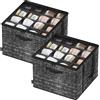 SONGMICS Organizer Scarpe, Set di 2, Ciascuno per fino a 16 Paia, Scatole Contenitori Scarpe, Maniglie, Coperchio Trasparente, per Camera da Letto Ingresso Armadio, Nero Inchiostro LSP602B01