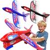 Mirthigig Aereo Giocattolo Lanciatore con 3 Aerei in Polistirolo, Occhi Luminosi e Ali Ragnatela Stile S-pider,Giocattolo da Esterno Bambini 3 4 5 6 7 8 9 Anni,Regalo Bambini 3-12 Anni Maschio Compleanno Natale