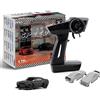 FLYCOLOR TurboRC 1:76 Mini Sport Car 4CH 2.4GHZ Telecomando Completo Proporzionale RTR Kit con 2 Shell Corpo Sostituibile (C75-Nero)