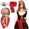 CHIHOLEN 3 accessori per costume da pirata da uomo e donna, accessori per travestimento pirata con alette per gli occhi dei pirati, fascia per carnevale, Halloween, cosplay, feste