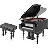 Jenngaoo Modello di Pianoforte in Miniatura, Modello di Strumento Musicale per Pianoforte in Legno Nero con Panca e Custodia, per La Decorazione del Desktop di Casa Regalo San Valentino