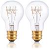 FLSNT Dimmerabile LED Lampadina Edison E27, 4W A60 Retro Stile Decorativo Lampadine, Vintage LED Filamento a spirale Lampen, 350 Lumen, Bianco caldo 2200K, Vetro Trasparente, Confezione da 2