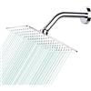 AULEEND Docce Fisso Quadrato Soffione Doccia a Pioggia in Acciaio Inox Soffione Doccia a Pioggia con Getti In Silicone Anticalcare 304 Acciaio Inox Ultra Sottile (Cromo, 20 cm)