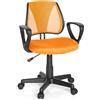HJH Office 725107 Sedia Girevole per Bambini KIDDY CD Tessuto a rete Arancio, Schienale Regolabile in Altezza