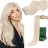 Ugeat Extension Capelli Veri Tessitura 55 cm Biondo 100grammi Extension Capelli Matassa Veri Biondo Platino Invisibile Remy Lisci Umani Lunghi Setosi