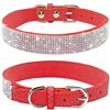 Haoyueer, Collare con strass per cani, grazioso e scintillante, in morbida pelle scamosciata, con diamanti finti, per animali domestici, gatti e cuccioli (XS, Rosso)