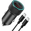 Adiwo Caricatore Auto USB C, Presa Accendisigari a Doppia Porta PD 20W & QC 3.0, Fast Charge compatibile con iPhone Pro/Max 17/16/15/14, Samsung, Huawei, Xiaomi, iPad, Accessori Auto