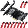 MZHOU PCIE 4 schede SATA a 10 porte, SATA3.0 HDD 6G, controller PCI-E 3.0, avvio disco rigido di sistema con 10 cavi SATA e chip ASM1166+JMB75.