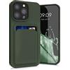 kwmobile Custodia Compatibile con Apple iPhone 13 Pro Cover - Back Case Cellulare con Slot Porta Carte - Morbida in Silicone TPU verde scuro