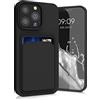 kwmobile Custodia Compatibile con Apple iPhone 13 Pro Cover - Back Case Cellulare con Slot Porta Carte - Morbida in Silicone TPU nero