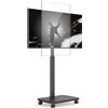 AOKCOS Supporto TV da Pavimento Orizzontale e Verticale per 19-42 Pollici, Carrello Porta TV con Ruote Base in Legno, Inclinazione & Girevole, fino a 20 kg max. VESA 200×200 mm Nero