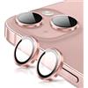 Oelrstfe Pellicola Fotocamera per iPhone 13/13 mini,Posteriore Obiettivo Protezione Vetro Temperato,HD Trasparente Lente Schermo,Durezza 9H Anti-graffio Ultra Resistente Glitter Camera,Rosa