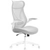 SONGMICS Sedia da Ufficio, Sedia da Scrivania, Schienale Ergonomico, Altezza Regolabile, Braccioli Ribaltabili, Poltrona Girevole con Poggiatesta, Portata 150 kg, Grigio Tortora OBN088GD01