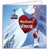 Afie Biglietto quadrato per auguri a forma di cuore rosso brillante con busta bianca, 15 x 15 cm, modello Happy Year, paesaggio montagna, inverno, cima innevata, funivia telecabina sciatrice, foresta,
