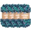 BambooMN JubileeYarn Gomitolo di lana ad anelli jumbo, poliestere, da intrecciare con le dita, matassa da 100 g, Poseidone, 4 matasse